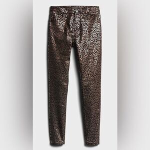 Banana Republic Mid Rise Stretch Metallic Skinny Ankle Jeans Rose Gold L…